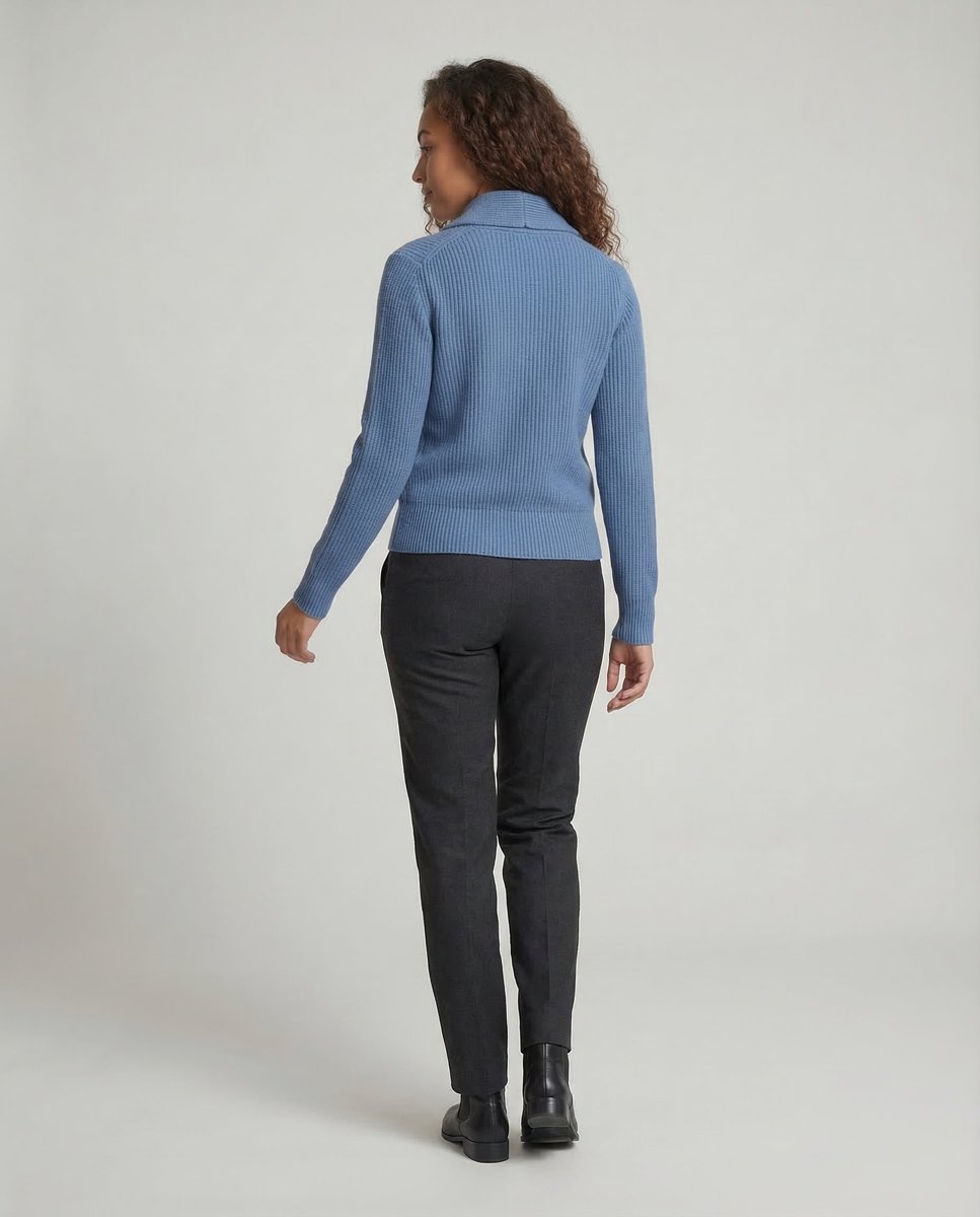 Lavisa - Women's Ribbed Knit Button-Front Lapel Collar Cardigan