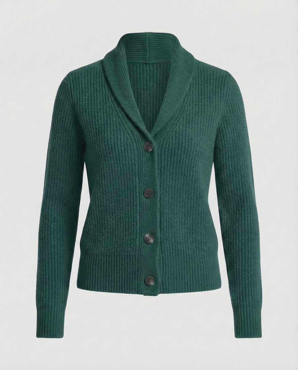Lavisa - Women's Ribbed Knit Button-Front Lapel Collar Cardigan
