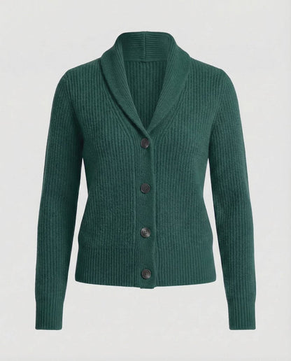 Lavisa - Women's Ribbed Knit Button-Front Lapel Collar Cardigan