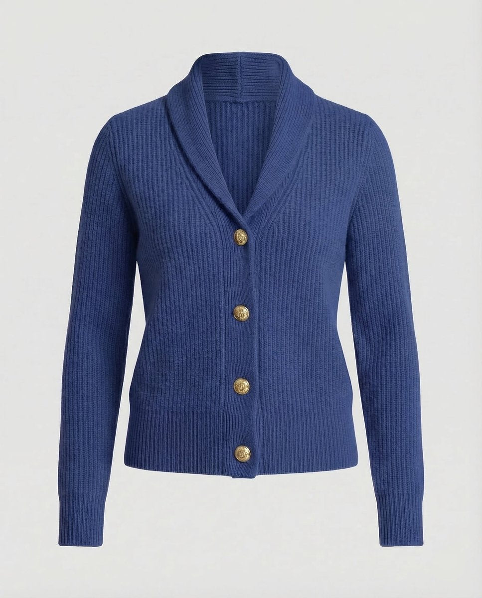Lavisa - Women's Ribbed Knit Button-Front Lapel Collar Cardigan