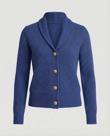 Lavisa - Women's Ribbed Knit Button-Front Lapel Collar Cardigan