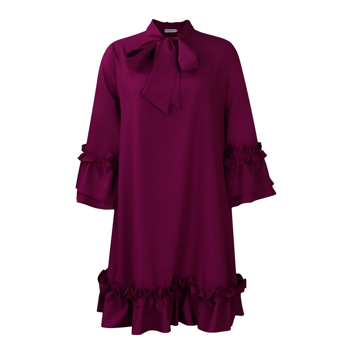 Women's Ruffle-Hem Bow-Neck Mini Tunic Dress - Variant Style 10 | Lavisa
