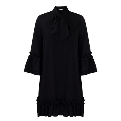 Women's Ruffle-Hem Bow-Neck Mini Tunic Dress - Variant Style 8 | Lavisa