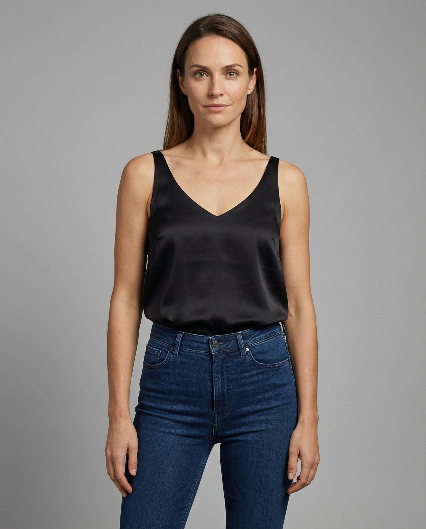 Lavisa - Women's Satin V-Neck Wide-Strap Camisole Top