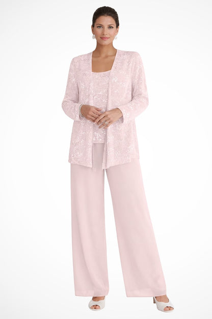 Lavisa - Women's Sequined Wide-Leg Three-Piece Occasion Set