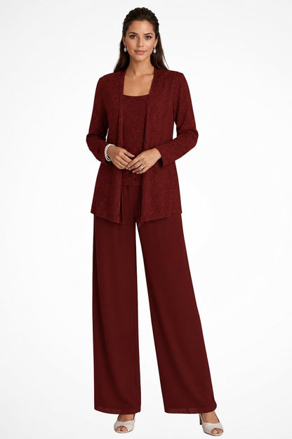 Lavisa - Women's Sequined Wide-Leg Three-Piece Occasion Set