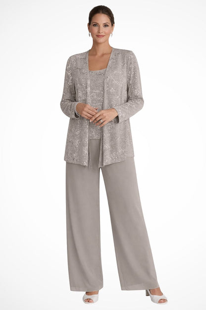 Lavisa - Women's Sequined Wide-Leg Three-Piece Occasion Set