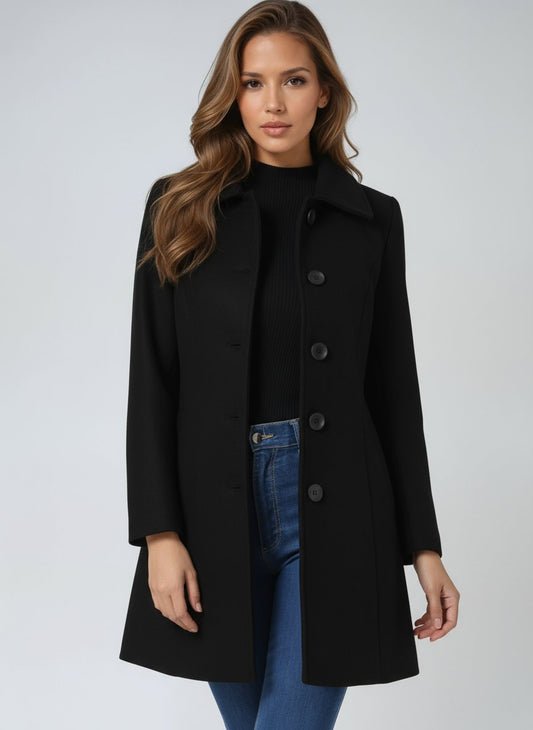 Lavisa - Women's Single-Breasted Structured Midi Winter Coat