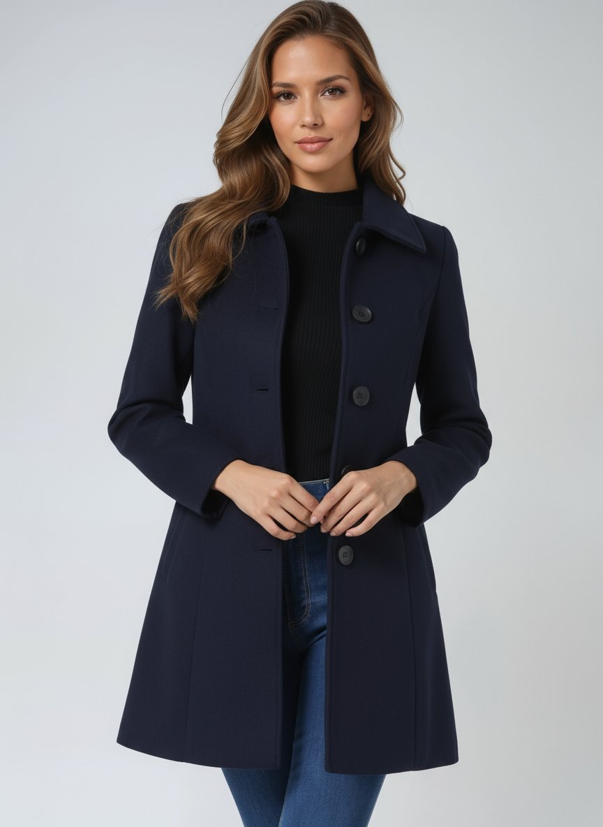 Women's Single-Breasted Structured Midi Winter Coat - Variant Style 9 | Lavisa