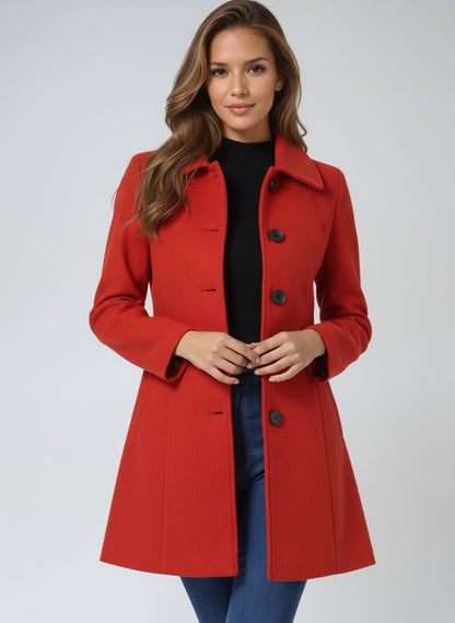 Women's Single-Breasted Structured Midi Winter Coat - Variant Style 10 | Lavisa
