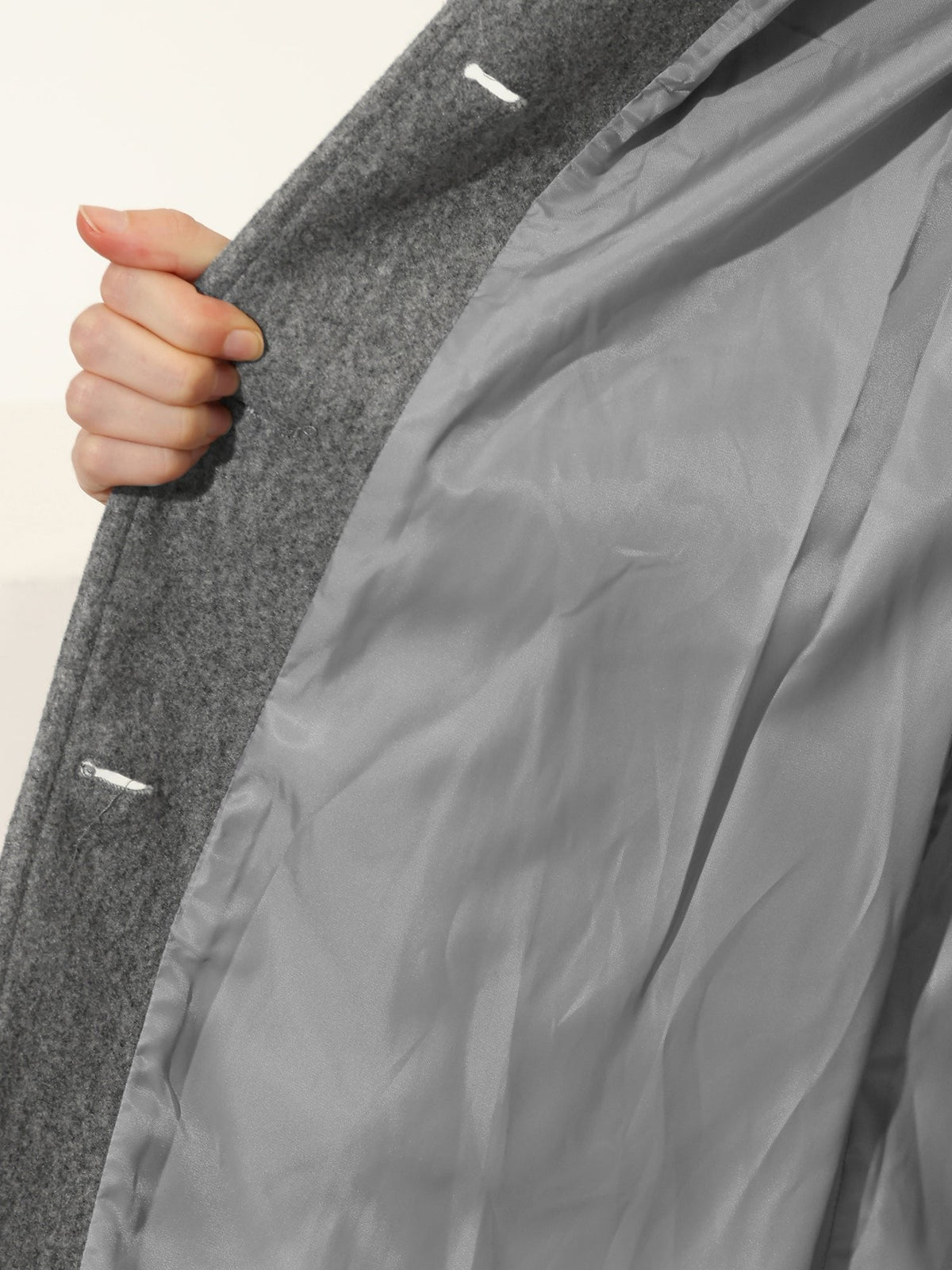 Women's Single-Breasted Structured Midi Winter Coat - Close-Up Texture & Detail | Lavisa