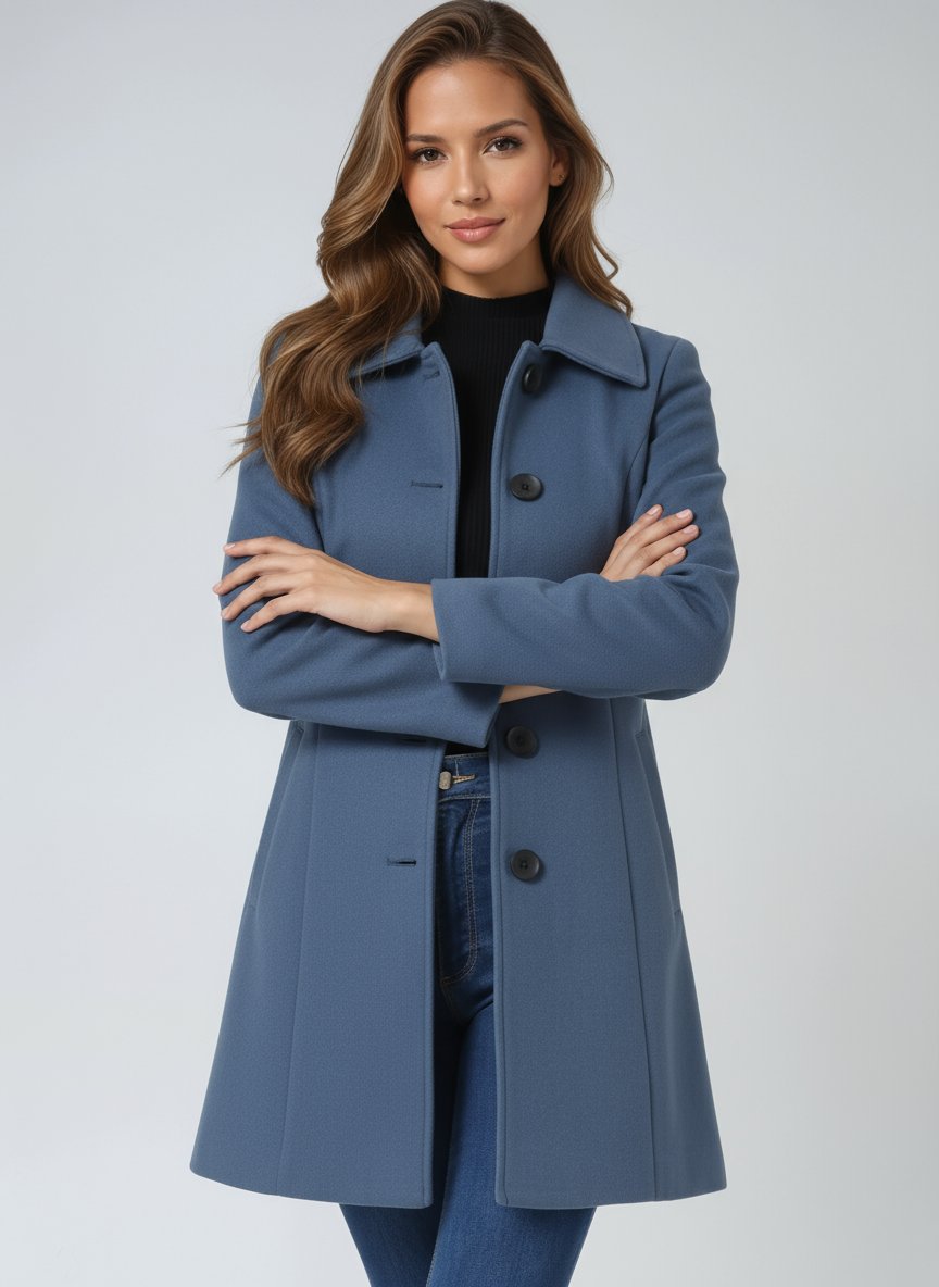 Women's Single-Breasted Structured Midi Winter Coat - Variant Style 8 | Lavisa