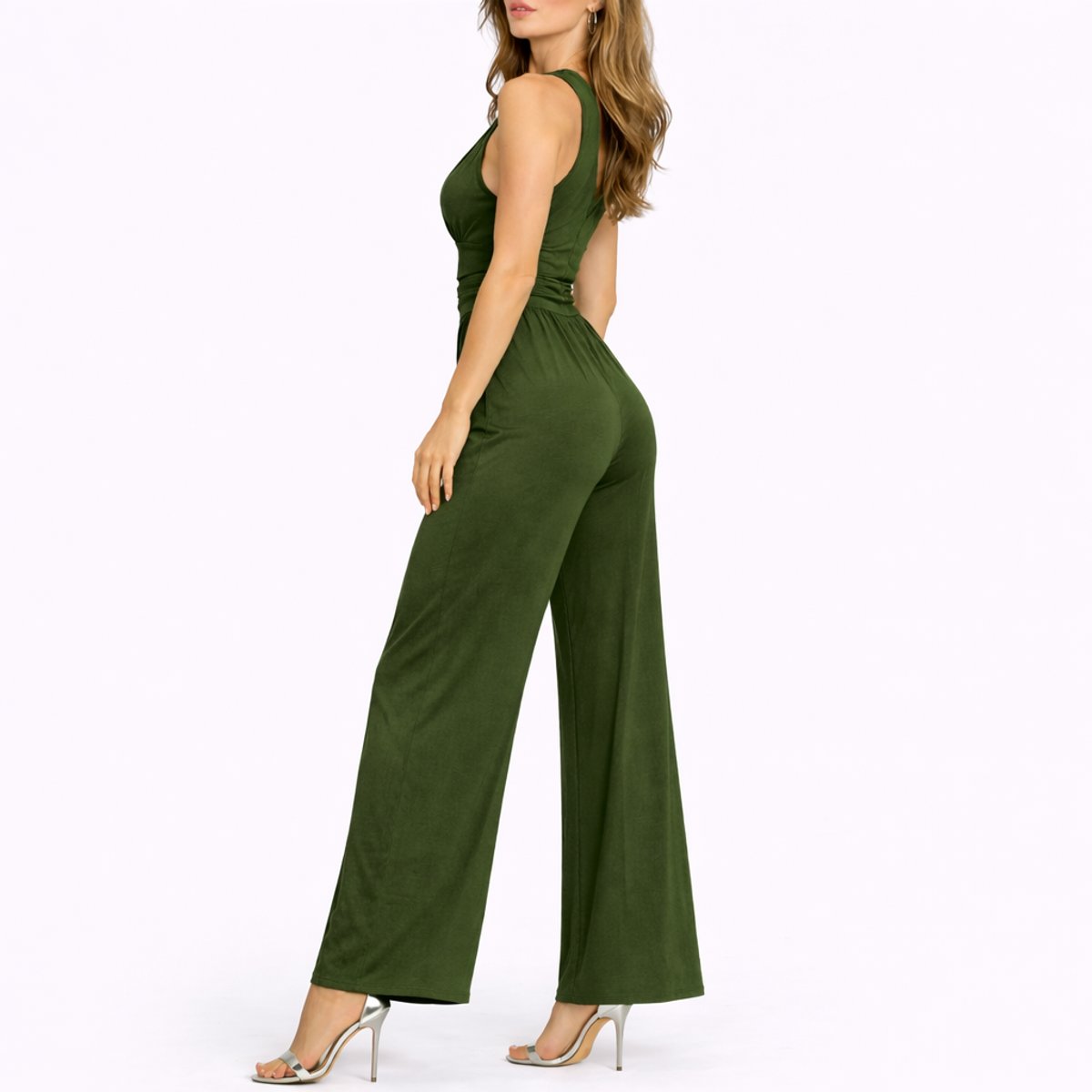Women's Sleeveless Deep V-Neck Wide-Leg Jumpsuit - Variant Style 14 | Lavisa
