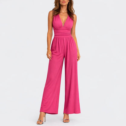 Women's Sleeveless Deep V-Neck Wide-Leg Jumpsuit - Variant Style 9 | Lavisa