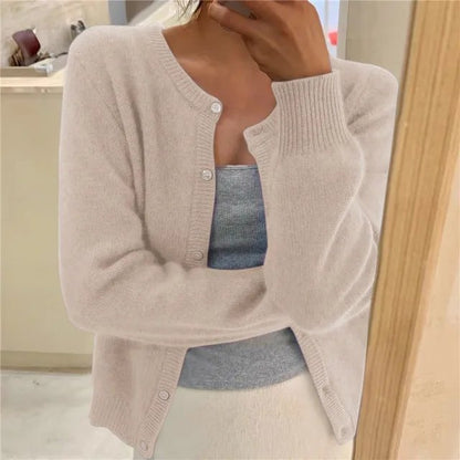 Lavisa - Women's Soft Knit Button-Front Round Neck Cardigan