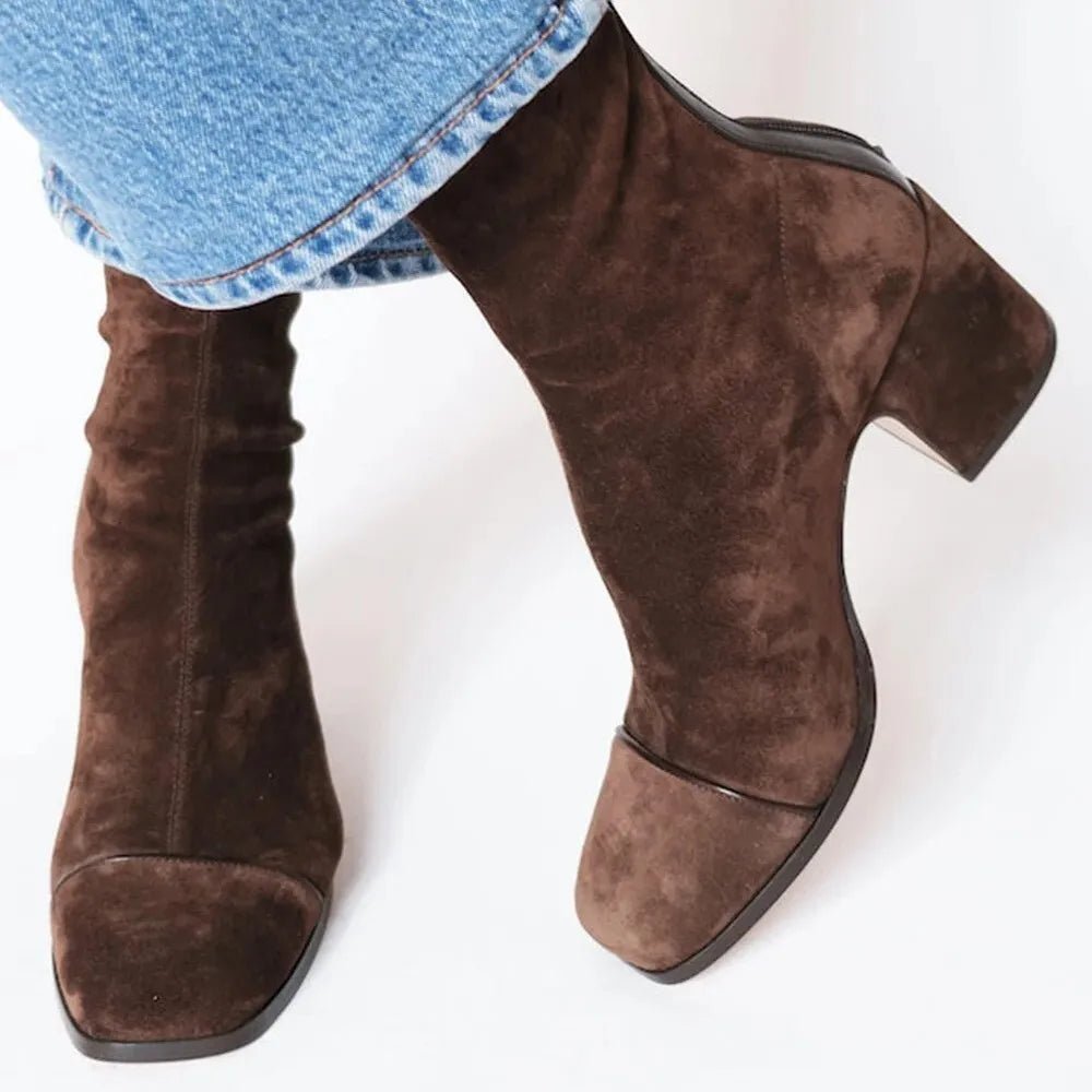 Lavisa - Women's Square-Toe Block Heel Ankle Boots