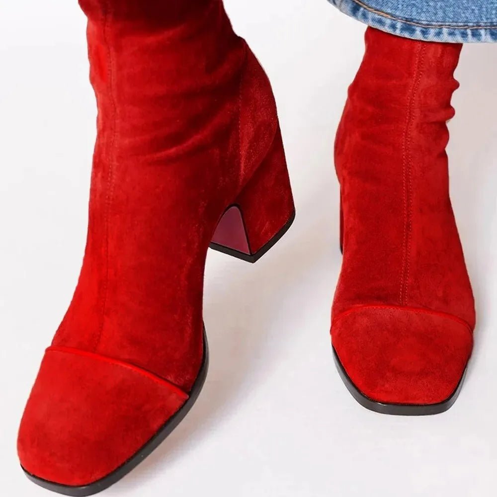Lavisa - Women's Square-Toe Block Heel Ankle Boots