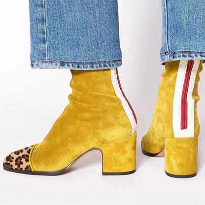 Lavisa - Women's Square-Toe Block Heel Ankle Boots