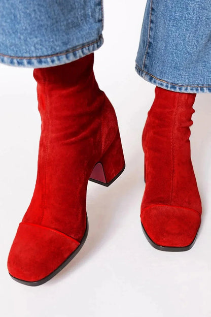 Lavisa - Women's Square-Toe Block Heel Ankle Boots