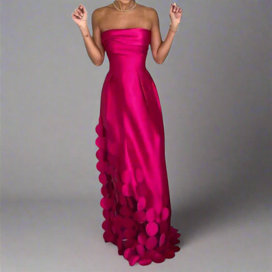 Lavisa - Women's Strapless Fitted Bodice Circular-Hem Maxi Evening Dress