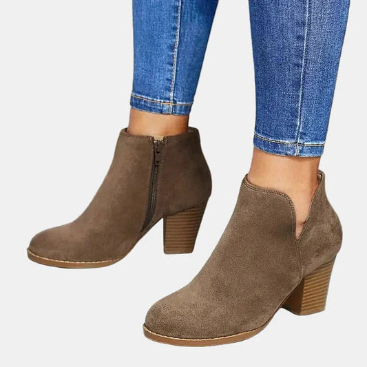 Lavisa - Women's Block-Heel Side-Zip Ankle Boots