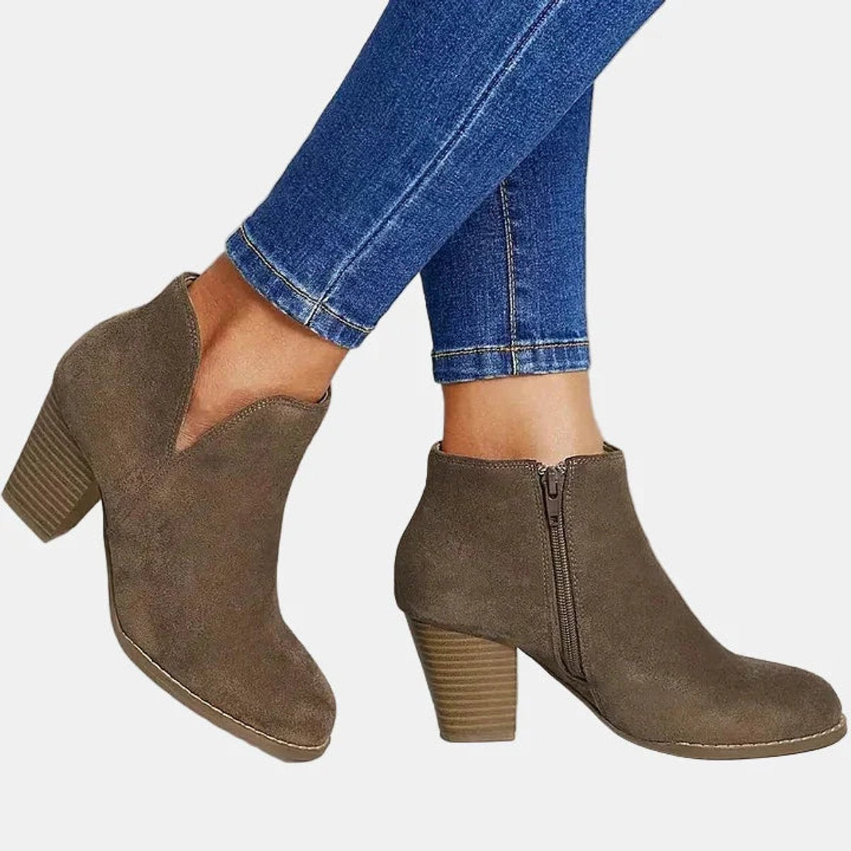 Women's Block-Heel Side-Zip Ankle Boots - Back View | Lavisa