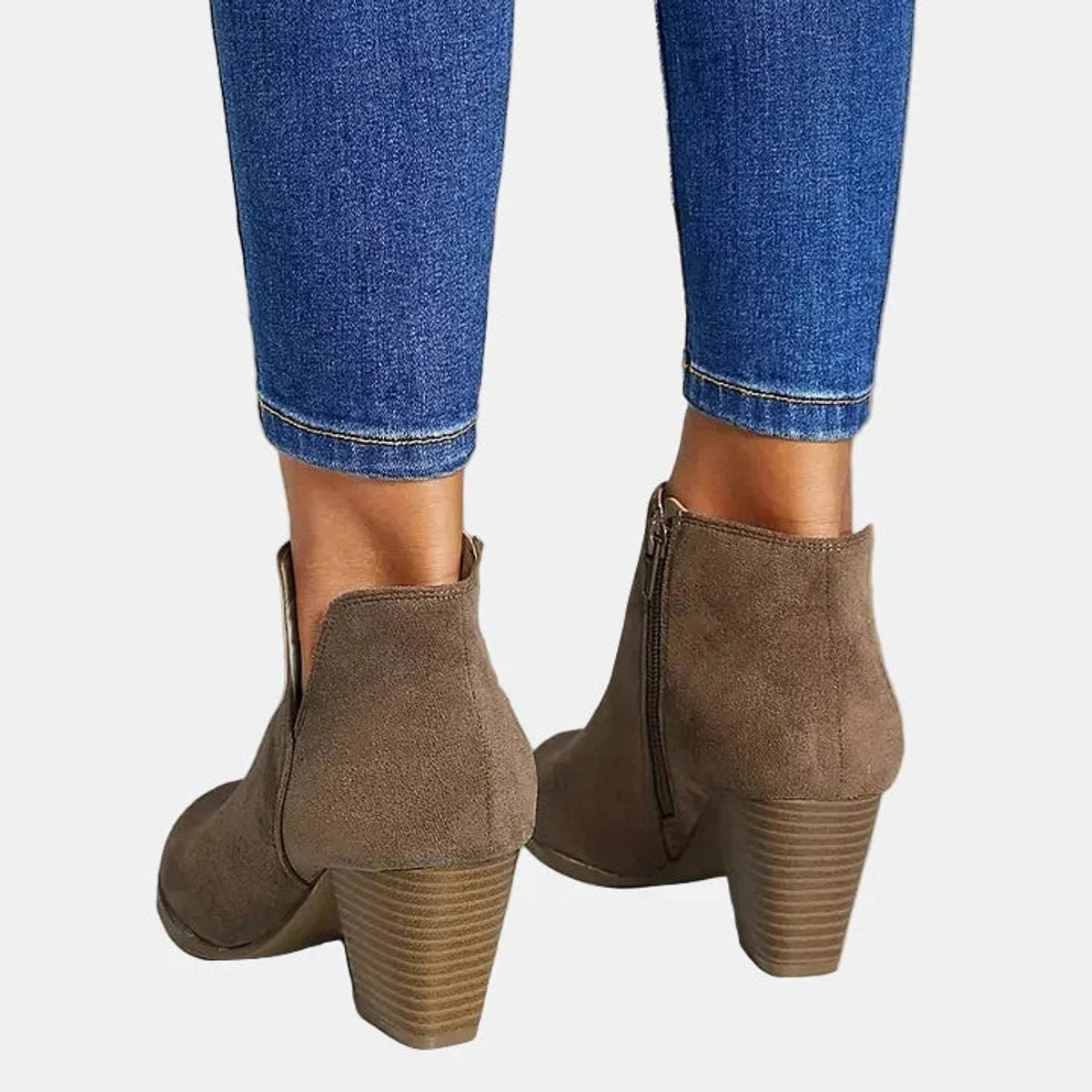Women's Block-Heel Side-Zip Ankle Boots - Close-Up Texture & Detail | Lavisa