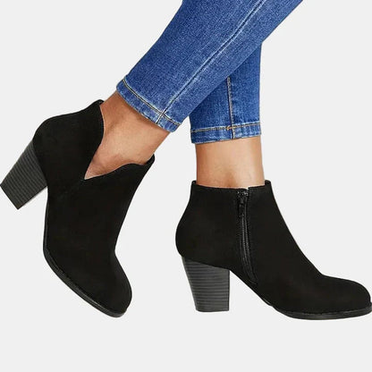 Women's Block-Heel Side-Zip Ankle Boots - Variant Angle | Lavisa