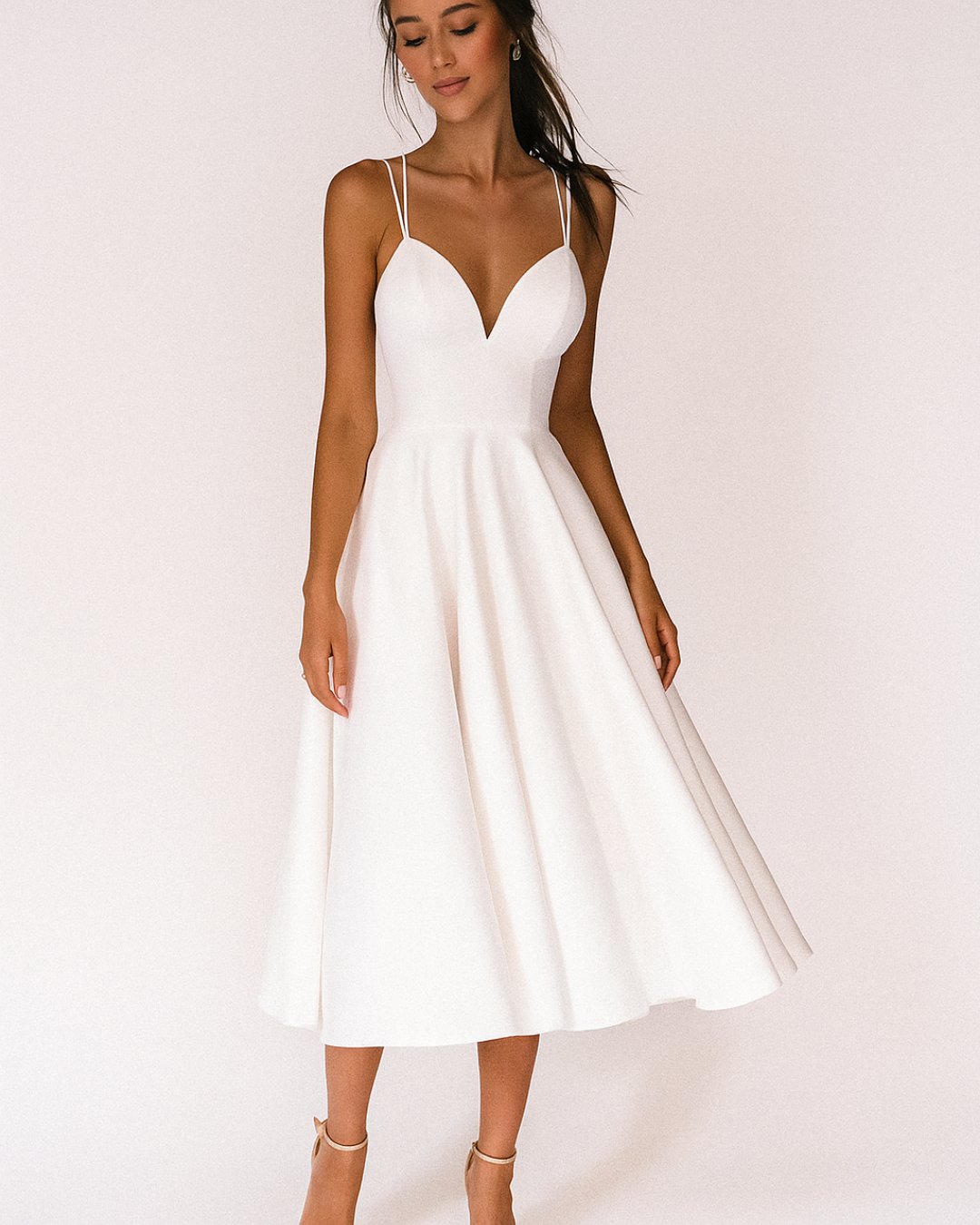 Women's Sweetheart Strappy Midi Dress - Front View | Lavisa