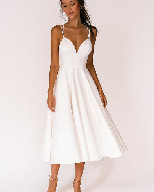 Women's Sweetheart Strappy Midi Dress - Front View | Lavisa