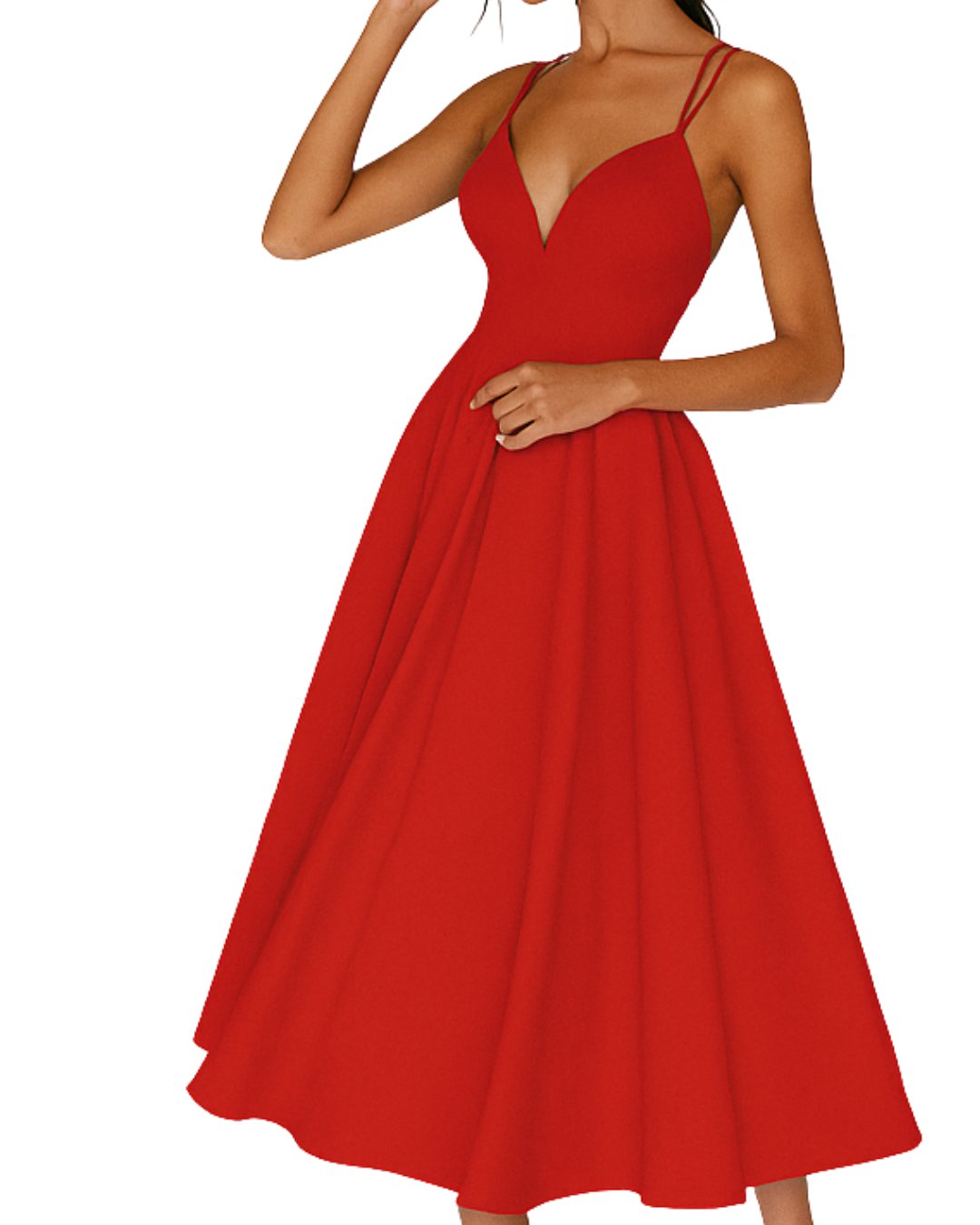 Women's Sweetheart Strappy Midi Dress - Back View | Lavisa