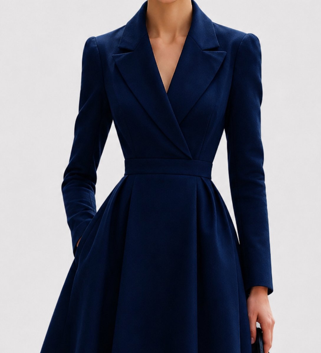Lavisa - Women's Tailored Long-Sleeve Coat Formal Dresses Midi