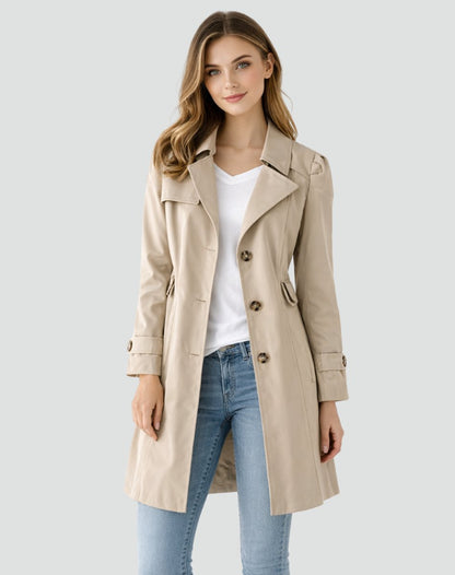 Lavisa - Women's Tailored Mid-Length Classic Lapel Trench Coat