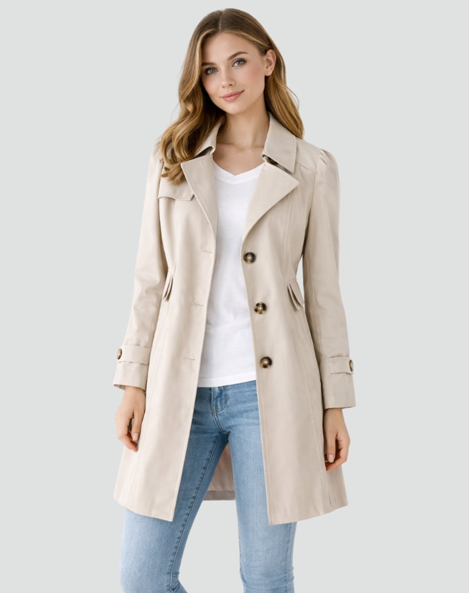 Lavisa - Women's Tailored Mid-Length Classic Lapel Trench Coat