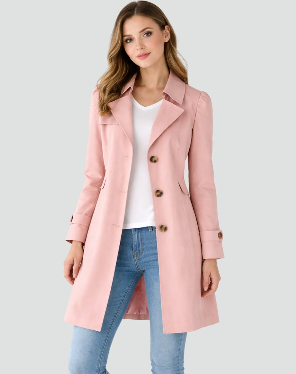 Lavisa - Women's Tailored Mid-Length Classic Lapel Trench Coat