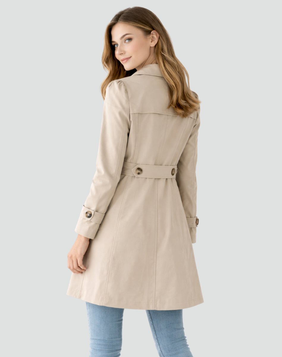 Lavisa - Women's Tailored Mid-Length Classic Lapel Trench Coat