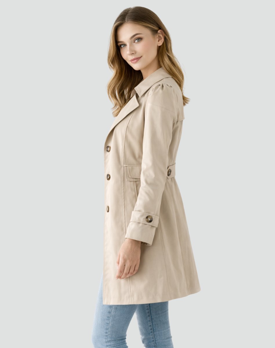 Lavisa - Women's Tailored Mid-Length Classic Lapel Trench Coat