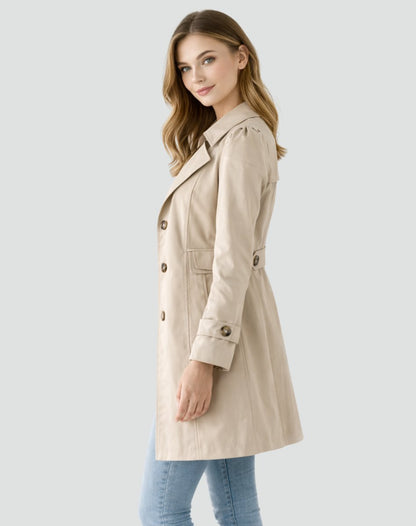 Lavisa - Women's Tailored Mid-Length Classic Lapel Trench Coat