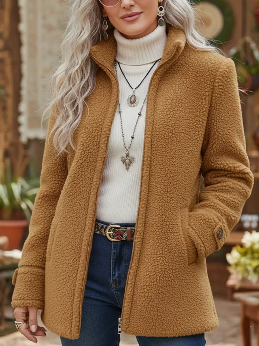 Women's Teddy Fleece Zip-Up Jacket - Back View | Lavisa