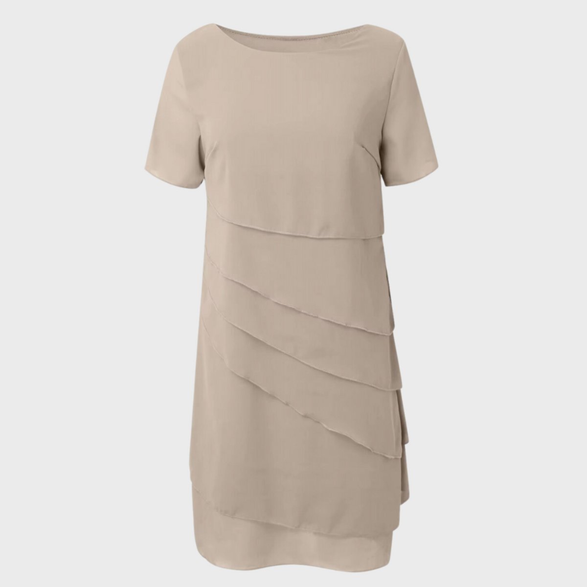 Women's Tiered Short-Sleeve Midi Cocktail Dress - Front View | Lavisa