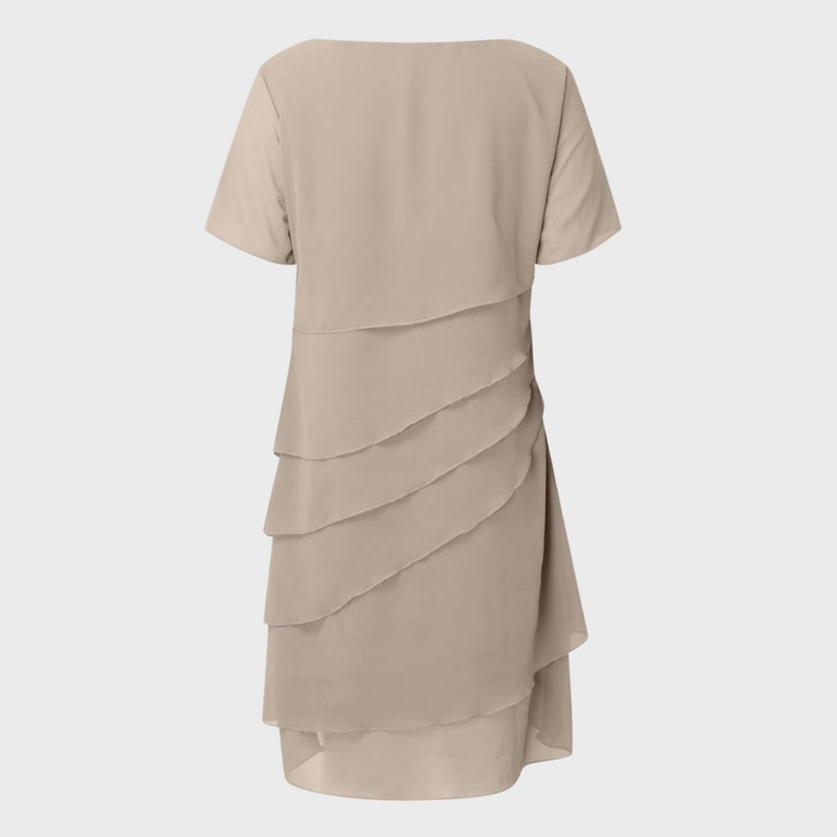 Women's Tiered Short-Sleeve Midi Cocktail Dress - Sole & Material View | Lavisa