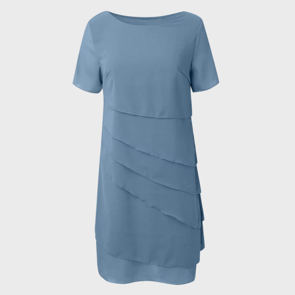 Women's Tiered Short-Sleeve Midi Cocktail Dress - Variant Angle | Lavisa