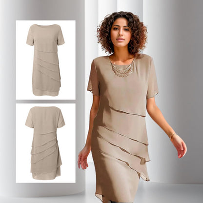 Women's Tiered Short-Sleeve Midi Cocktail Dress - Variant Style 9 | Lavisa