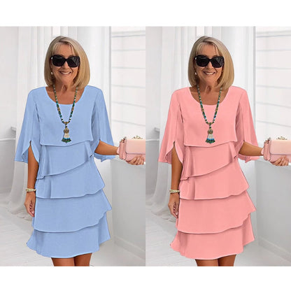 Tiered Ruffle-Sleeve Layered Midi Dress - Variant Style 14 | Lavisa