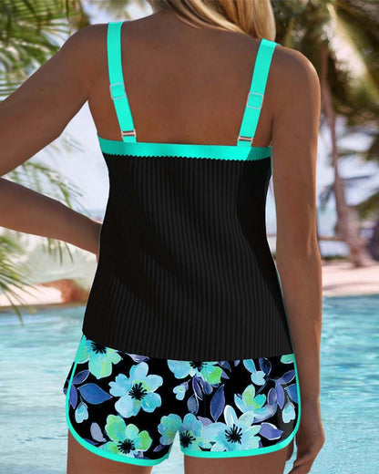 Lavisa - Women's Tummy Control Ribbed Tankini Set