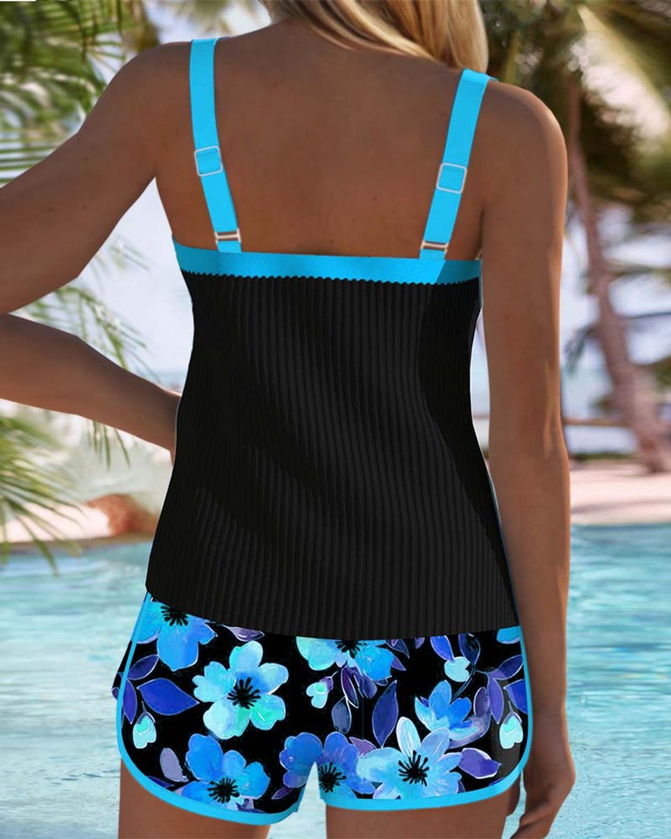 Lavisa - Women's Tummy Control Ribbed Tankini Set