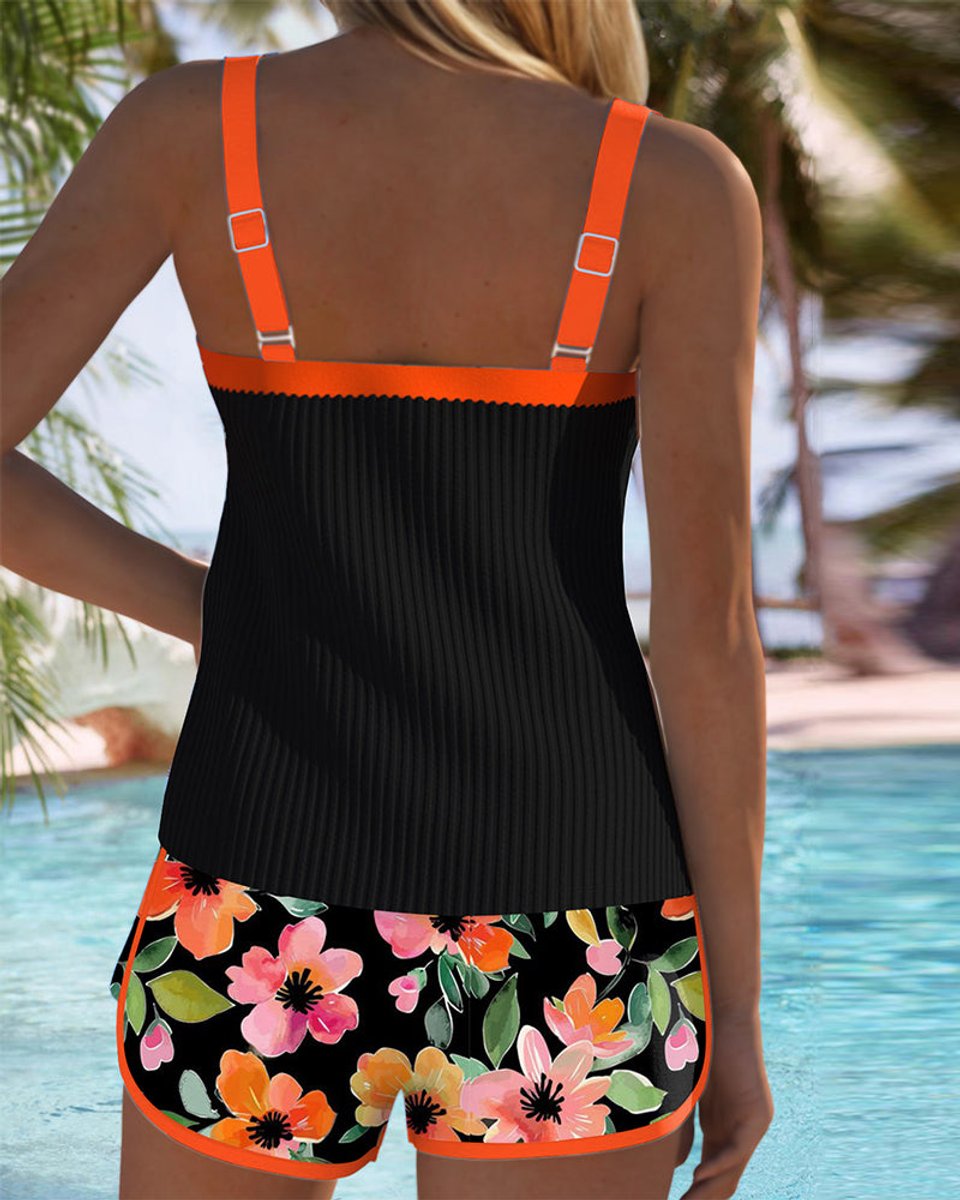Lavisa - Women's Tummy Control Ribbed Tankini Set