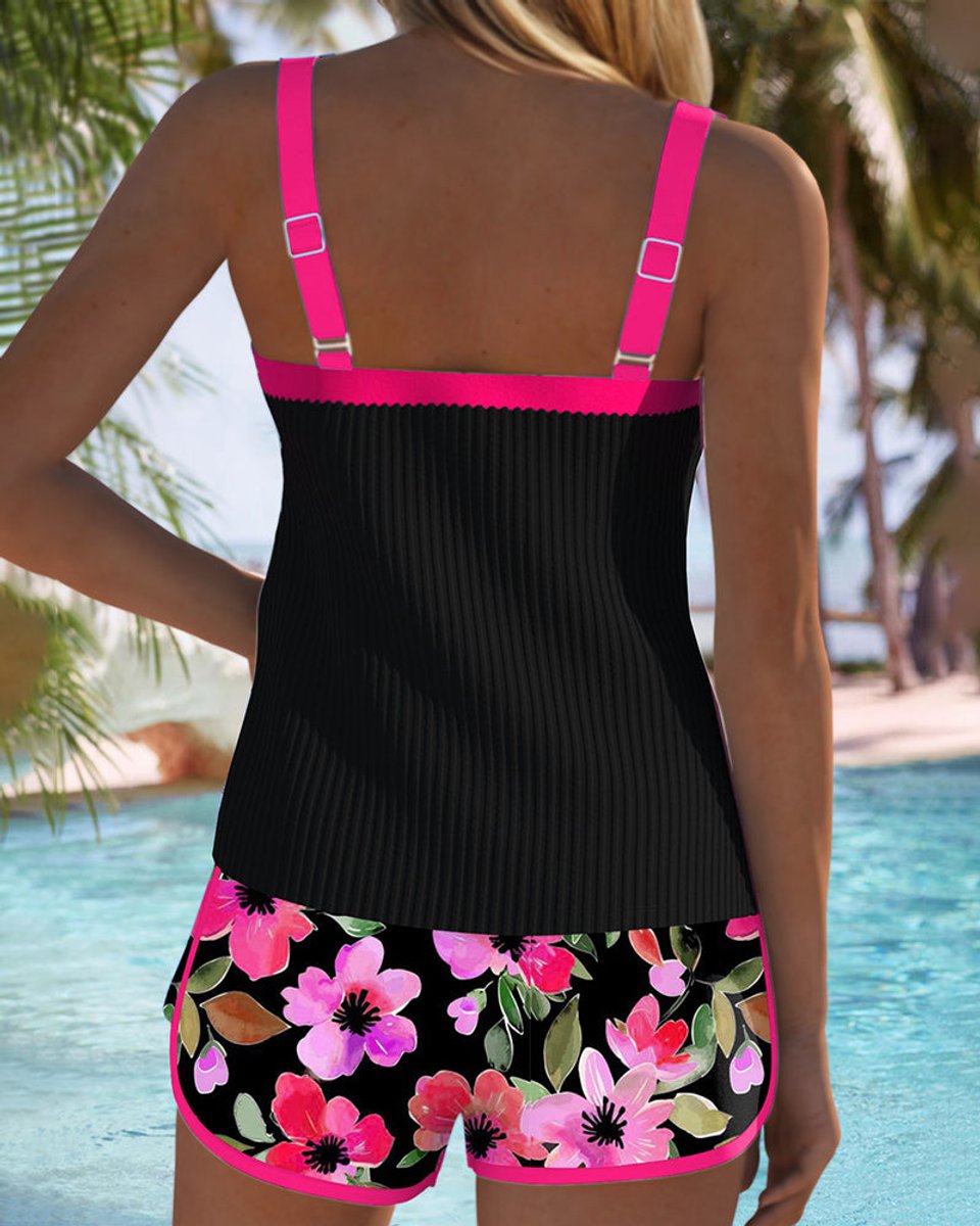 Lavisa - Women's Tummy Control Ribbed Tankini Set