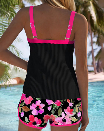 Lavisa - Women's Tummy Control Ribbed Tankini Set