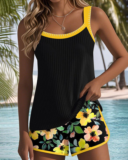 Lavisa - Women's Tummy Control Ribbed Tankini Set